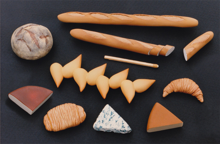 French breads and cheeses, 1/12th scale